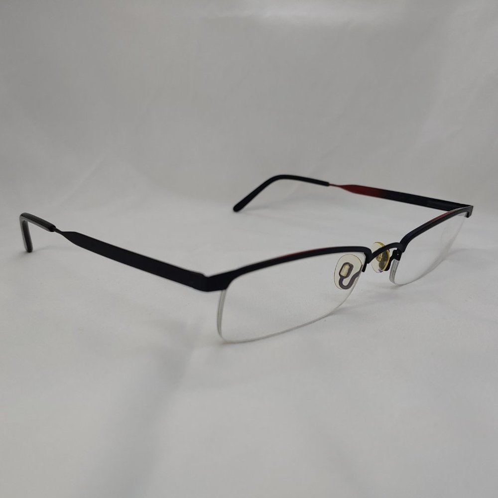 MENRAD Eyeglass Frames Half Rim Metal Black Red Gradient Sleek Simple